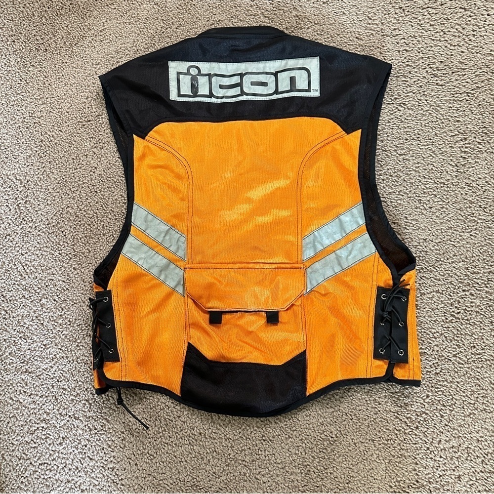 Icon Motorsports Orange Mil Spec Mesh Vest Asphalt Technologies Size Regular - Picture 9 of 14